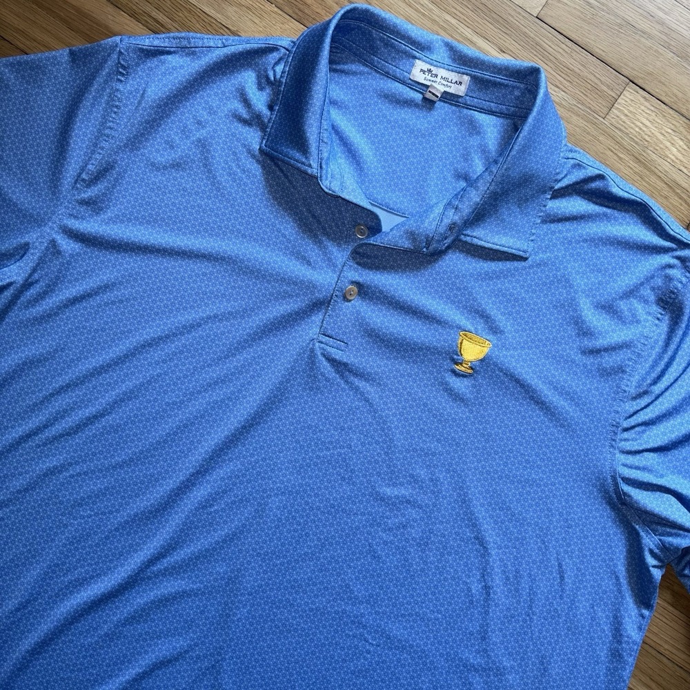 Peter Millar Polo Shirt Men's XL Summer Comfort Lt Blue Performance Prep Golf